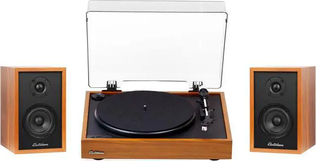 Main image of Electrohome Montrose Wireless Upgradable Vinyl Record Player with Berkeley, Powered Bluetooth Bookshelf Speakers, 1" Tweeter & 3" Driver, for Natural Acoustics, Teak