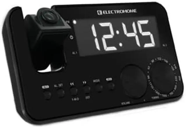 Alt view image 2 of 8 - Electrohome EAAC500US Projection Clock Radio w/ WakeUp! Battery Backup Alarm, Jumbo 1.2" LED Display