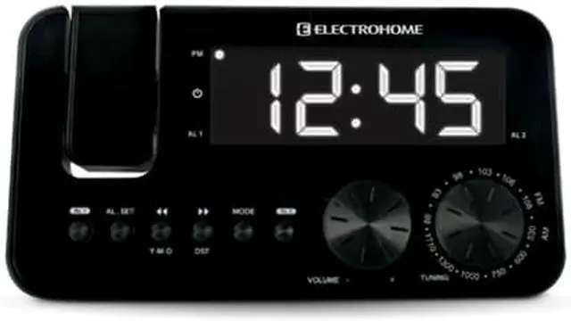 Alt view image 3 of 8 - Electrohome EAAC500US Projection Clock Radio w/ WakeUp! Battery Backup Alarm, Jumbo 1.2" LED Display