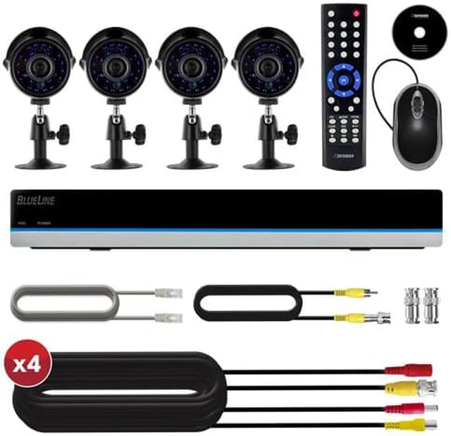 Defender BlueLine 21169 Ultra Hi-Res DIY Security System, 4CH x 4 ...