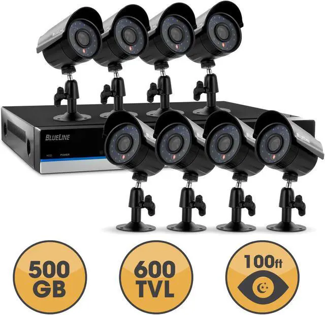 Alt view image 2 of 7 - Defender 21173 BlueLine 8CH Security DVR with 500GB of Storage Including 8 Surveillance 600TVL Cameras
