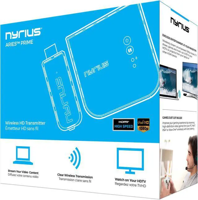Alt view image 6 of 8 - Nyrius ARIES Prime Wireless Video HDMI Transmitter & Receiver for HD 1080p Video Streaming with BONUS HDMI Cable