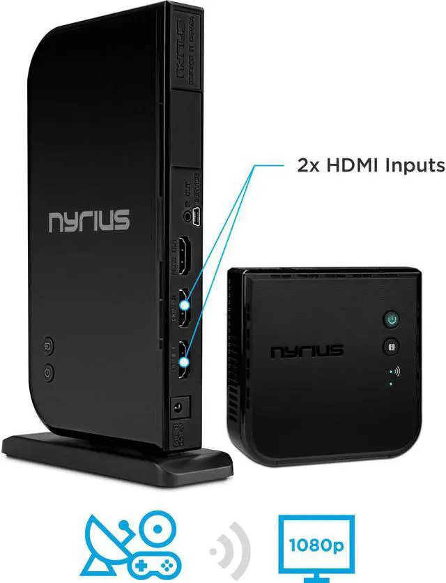 Alt view image 7 of 11 - Nyrius ARIES Home+ Wireless HDMI 2x Input Transmitter & Receiver for Streaming HD 1080p 3D Video and Digital Audio from Cable box, Satellite, Bluray, DVD, PS4, PS3 - 1 Year Extended Warranty