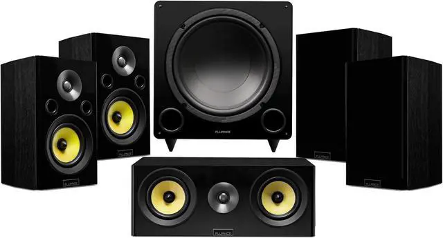 Main image of Fluance Signature HiFi Compact Surround Sound Home Theater 5.1 Channel Speaker System including 2-Way Bookshelf, Center Channel, Rear Surround Speakers and DB10 Subwoofer - Black Ash (HF51BC)