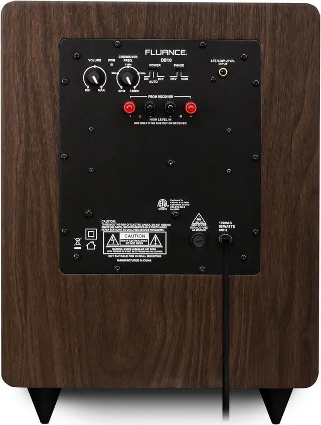 Alt view image 12 of 12 - Fluance DB10W 10-inch Low Frequency Powered Subwoofer for Home Theater (Natural Walnut)