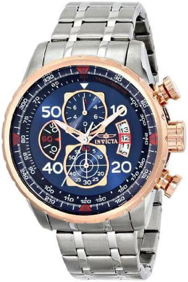 Alt view image 5 of 7 - Men's Aviator Chronograph Silver-Tone Steel Blue Dial