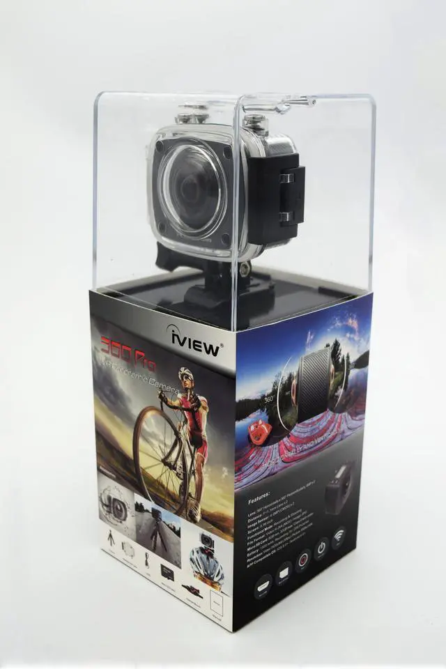 Alt view image 4 of 17 - iview 360 PRO Sport Camera Sony CMOS 8MP Pixels Dual Lens 720 Degree Panoramic View VR Format Compatible with All VR Devices TV Tuners & Video Capture Black (360 Pro Camera)