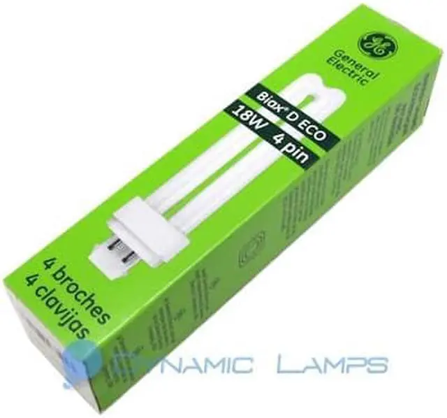 Alt view image 2 of 2 - GE 97599 - F18DBX/830/ECO4P Double Tube 4 Pin Base Compact Fluorescent Light Bulb