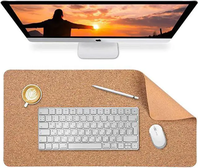 Alt view image 2 of 7 - Cork Desk Pad, Natural Cork Desk Mat, Multi-Size/ Color Dual-Sided Desk Blotter, Laptop Mat, Water Repellent Writing Pad for Office and Home, 23.6" X 11.8"