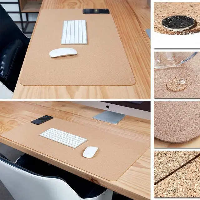 Alt view image 3 of 7 - Cork Desk Pad, Natural Cork Desk Mat, Multi-Size/ Color Dual-Sided Desk Blotter, Laptop Mat, Water Repellent Writing Pad for Office and Home, 23.6" X 11.8"