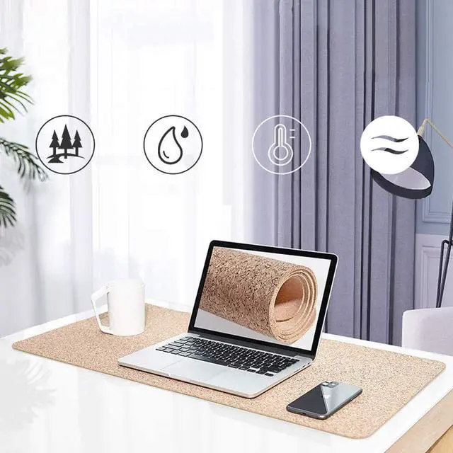 Alt view image 2 of 7 - Cork Desk Pad, Natural Cork Desk Mat, Multi-Size/ Color Dual-Sided Desk Blotter, Laptop Mat, Water Repellent Writing Pad for Office and Home, 23.6" X 11.8"