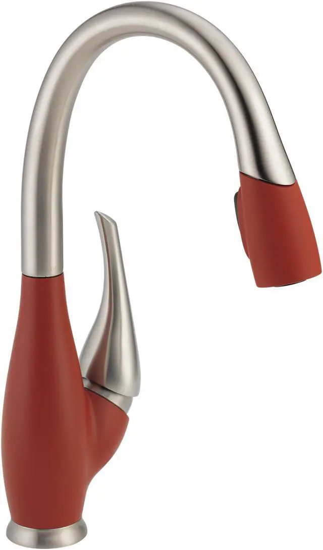 Main image of Delta 9158-SR-DST Fuse Stainless/red Single Handle Pull-Down Kitchen Faucet