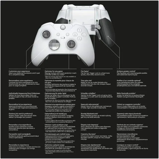 Alt view image 2 of 8 - Microsoft Xbox One Elite Wireless Controller - Platinum White
