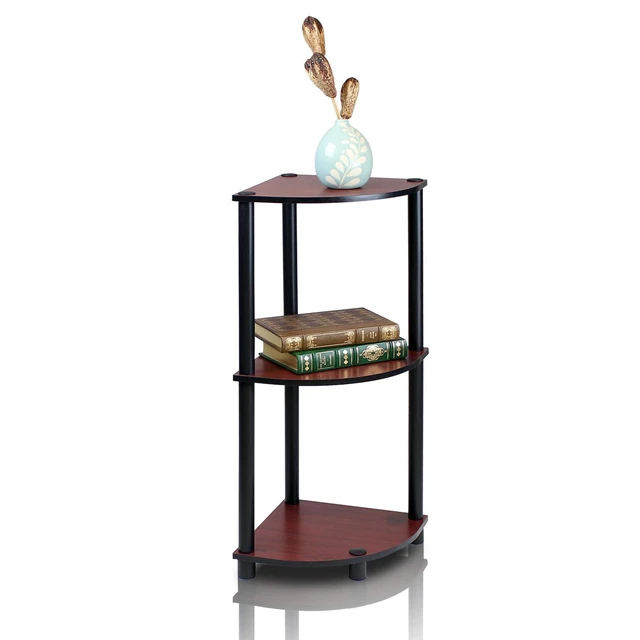 Alt view image 3 of 6 - Furinno 12077DC/BK Turn n Tube 3-Tier Corner Display Rack Multipurpose Shelving Unit, Dark Cherry/Black
