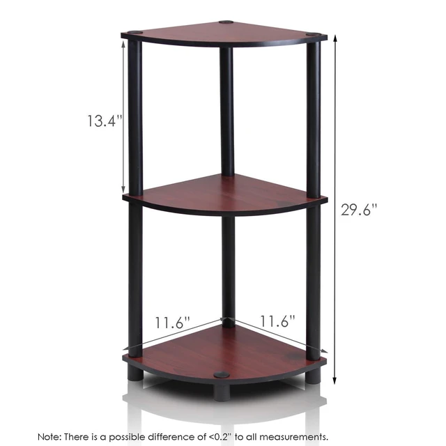 Alt view image 2 of 6 - Furinno 12077DC/BK Turn n Tube 3-Tier Corner Display Rack Multipurpose Shelving Unit, Dark Cherry/Black