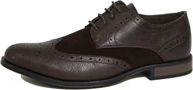 Alt view image 2 of 4 - Alpine Swiss Men’s Wing Tip Lace Two-Tone Oxford Dress Shoes