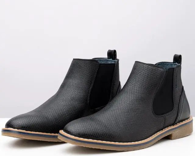 Alt view image 6 of 7 - Alpine Swiss Mens Nash Chelsea Boots Snakeskin Ankle Boot Genuine Leather Lined
