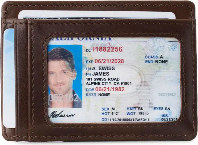 Alt view image 2 of 7 - Alpine Swiss Mens RFID Money Clip Leather Minimalist Wallet Card Case ID Window