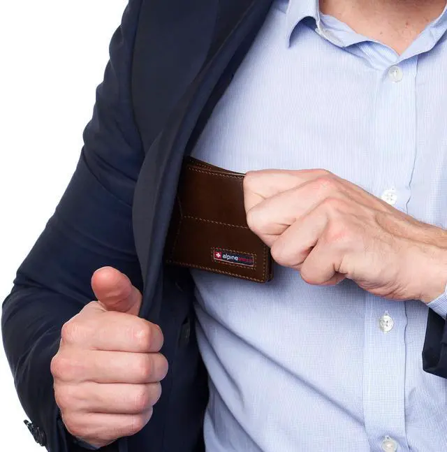 Alt view image 4 of 6 - Alpine Swiss Mens Slimfold Wallet RFID Blocking Genuine Leather Thin Bifold FPW