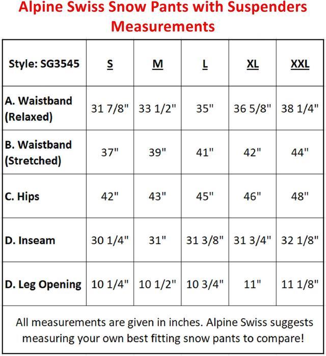Alpine Swiss Mens Waterproof Snow Pants with Removable Suspenders Insulated  Winter Snowboarding Ski Pants