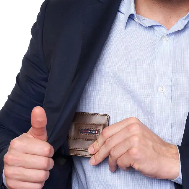 Alt view image 4 of 7 - Alpine Swiss Mens RFID Money Clip Leather Minimalist Wallet Card Case ID Window