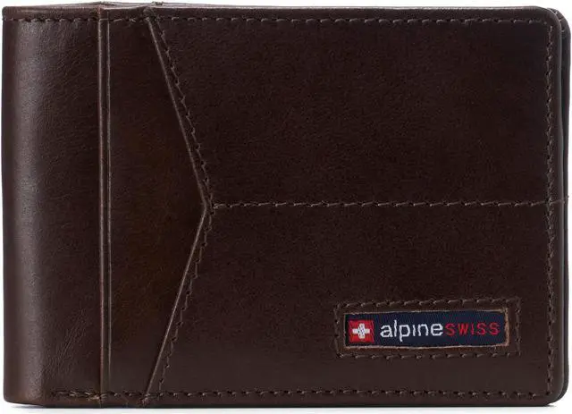 Main image of Alpine Swiss Mens Slimfold Wallet RFID Blocking Genuine Leather Thin Bifold FPW