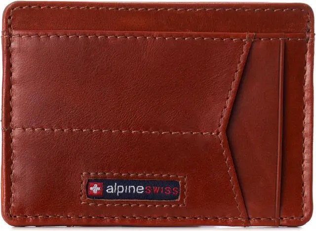 Main image of Alpine Swiss Men RFID Safe Minimalist Front Pocket Wallet Leather Thin Card Case