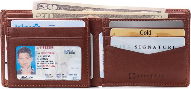 Alt view image 5 of 7 - Alpine Swiss Mens Wallet for Men RFID Protected Leather Mens Wallet Spencer Bifold Divided Bill Section Gift Box 2 ID Windows 14 Card Storage Pockets