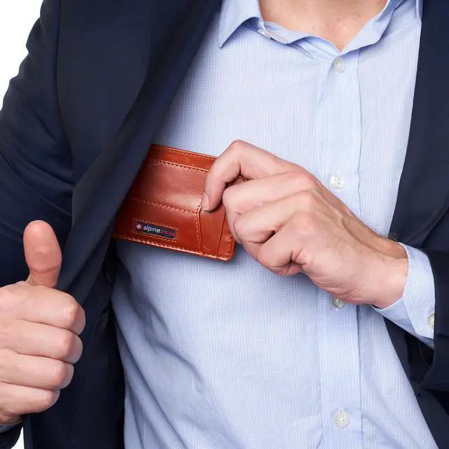 Alt view image 3 of 6 - Alpine Swiss Men RFID Safe Minimalist Front Pocket Wallet Leather Thin Card Case