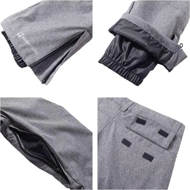 Alt view image 5 of 7 - Alpine Swiss Mens Waterproof Ski Snowboarding Pants Insulated Winter Snow Pants