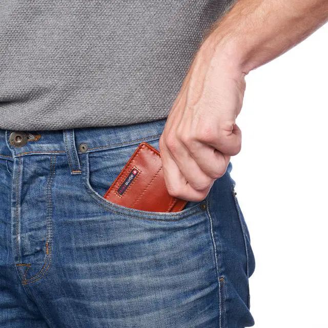 Alt view image 5 of 6 - Alpine Swiss Men RFID Safe Minimalist Front Pocket Wallet Leather Thin Card Case