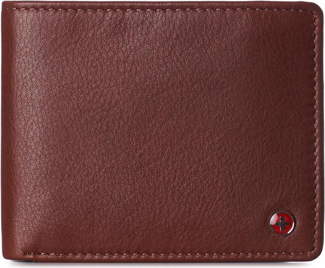 Main image of Alpine Swiss Mens Wallet for Men RFID Protected Leather Mens Wallet Spencer Bifold Divided Bill Section Gift Box 2 ID Windows 14 Card Storage Pockets