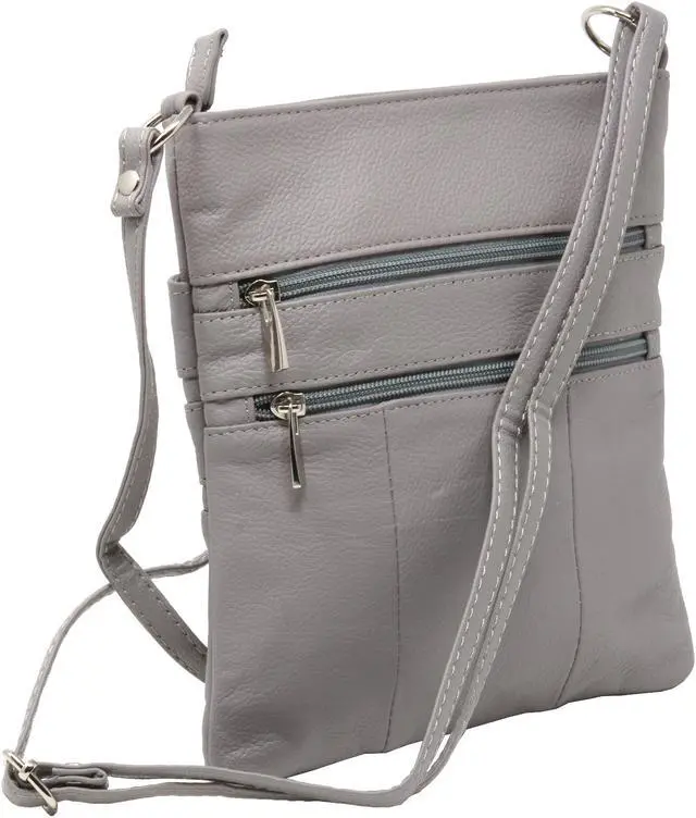 Alt view image 4 of 5 - Genuine Leather Organizer Purse Mini Handbag Travel Bag Zippered Shoulder Purse