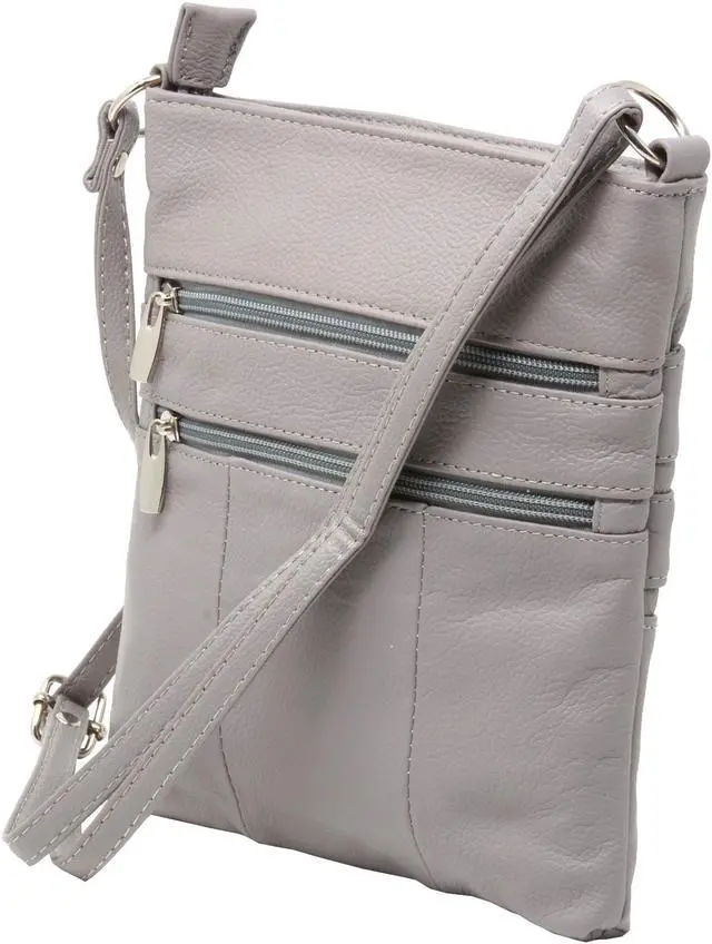 Alt view image 3 of 5 - Genuine Leather Organizer Purse Mini Handbag Travel Bag Zippered Shoulder Purse