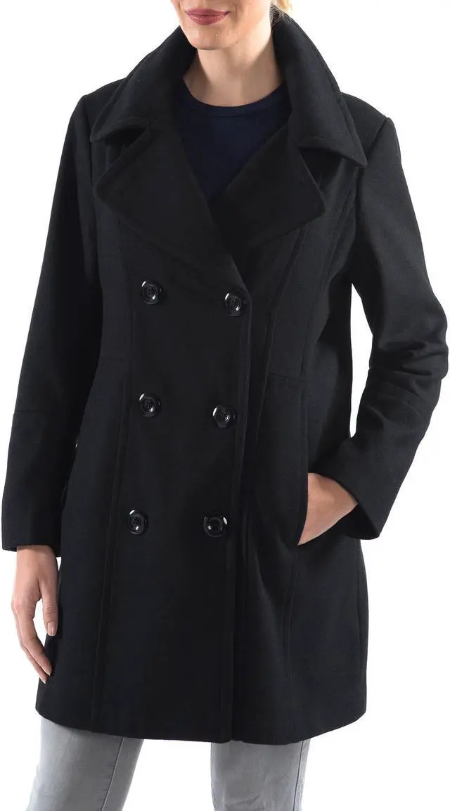 Alt view image 3 of 7 - Alpine Swiss Norah Womens Peacoat Runs Big Double-Breasted Jacket Flattering Fit
