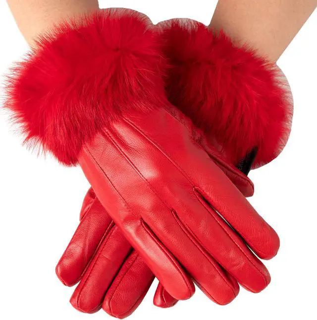 Main image of Alpine Swiss Womens Dressy Gloves Genuine Leather Thermal Lined Faux Fur Cuffs