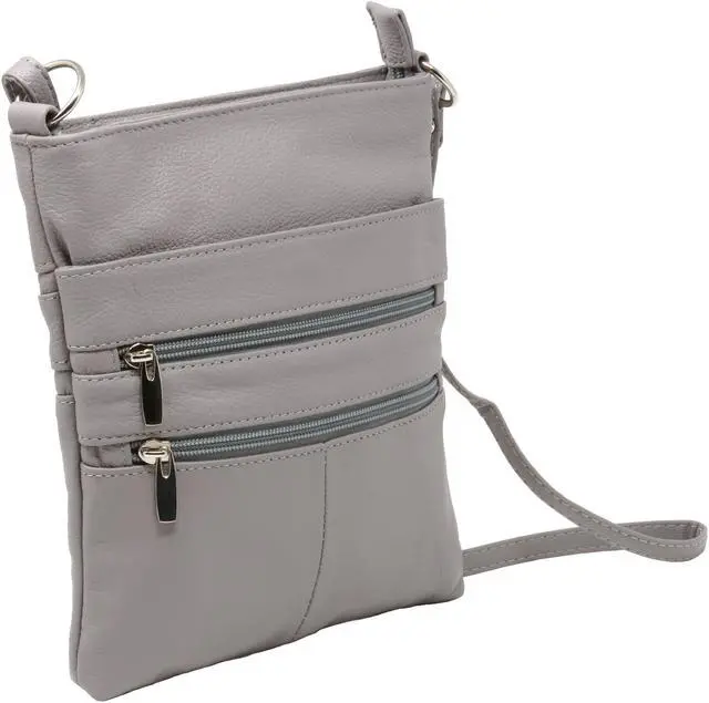 Alt view image 2 of 5 - Genuine Leather Organizer Purse Mini Handbag Travel Bag Zippered Shoulder Purse