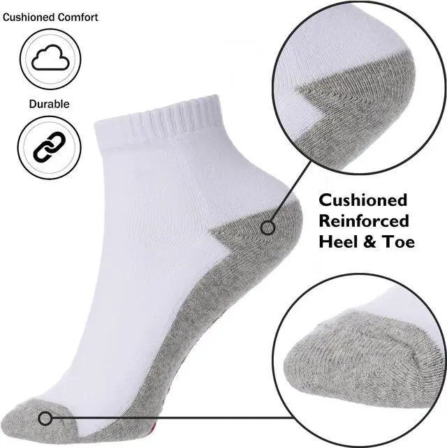 Alt view image 3 of 6 - Alpine Swiss Mens Ankle Socks 8 Pack Cotton Athletic Performance Socks for Men Moisture-Wicking Cushioned Quarter Length Socks Reinforced Heel & Toe