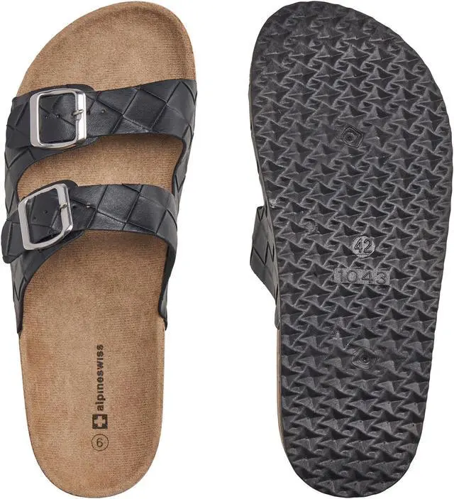 Alt view image 4 of 6 - Alpine Swiss Mens Double Strap Slide Sandals EVA Sole Flat Casual Comfort Shoes