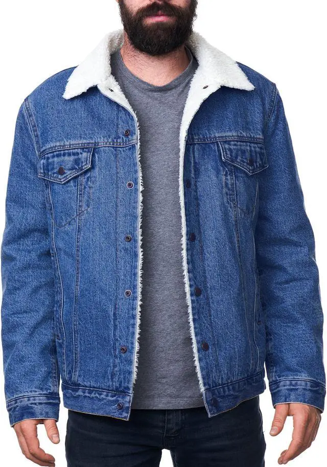 Main image of Alpine Swiss Mens Sherpa Lined Denim Jacket Classic Button Up Jean Trucker Coat