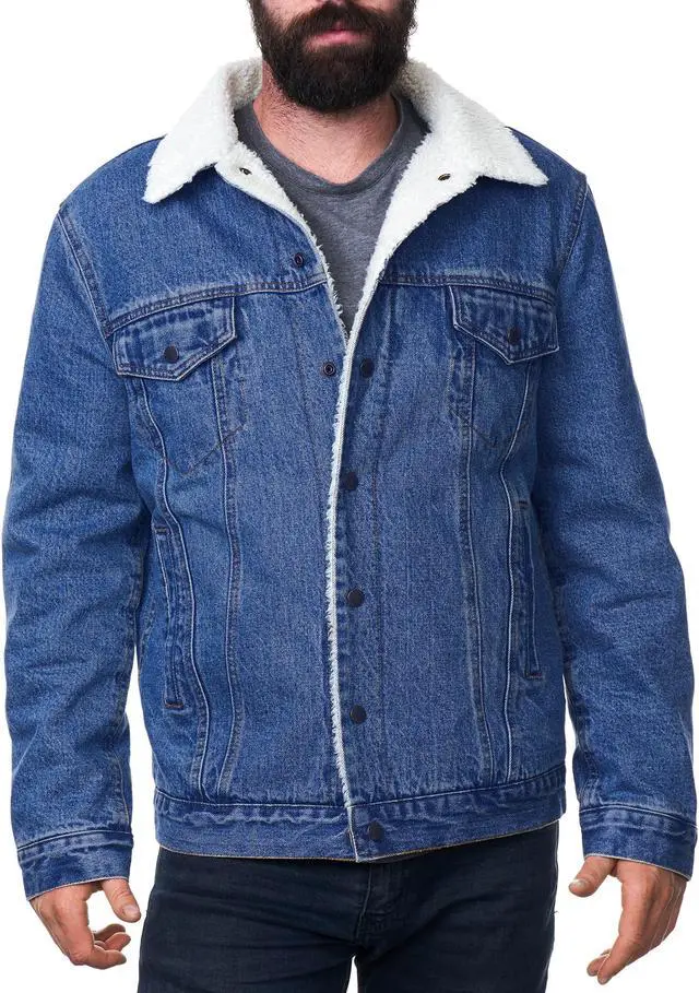 Alt view image 4 of 7 - Alpine Swiss Mens Sherpa Lined Denim Jacket Classic Button Up Jean Trucker Coat