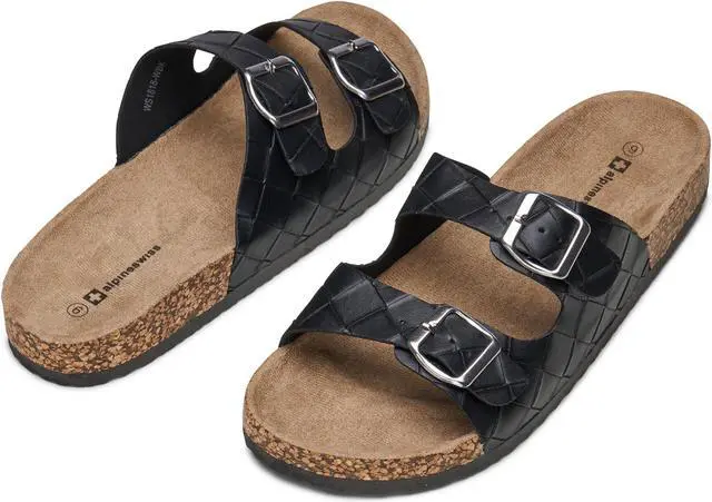 Alt view image 5 of 6 - Alpine Swiss Mens Double Strap Slide Sandals EVA Sole Flat Casual Comfort Shoes