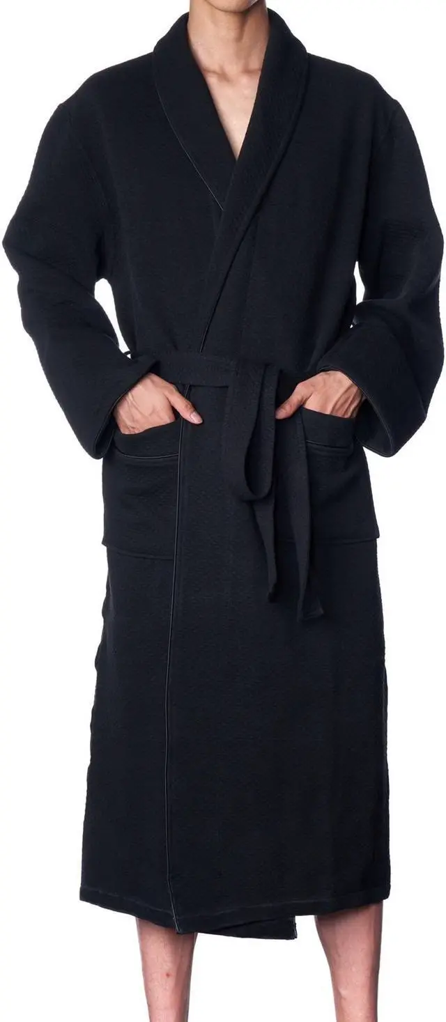 Main image of Alpine Swiss Mens Cotton Blend Shawl Robe Lightweight Kimono Knit Spa Bathrobe
