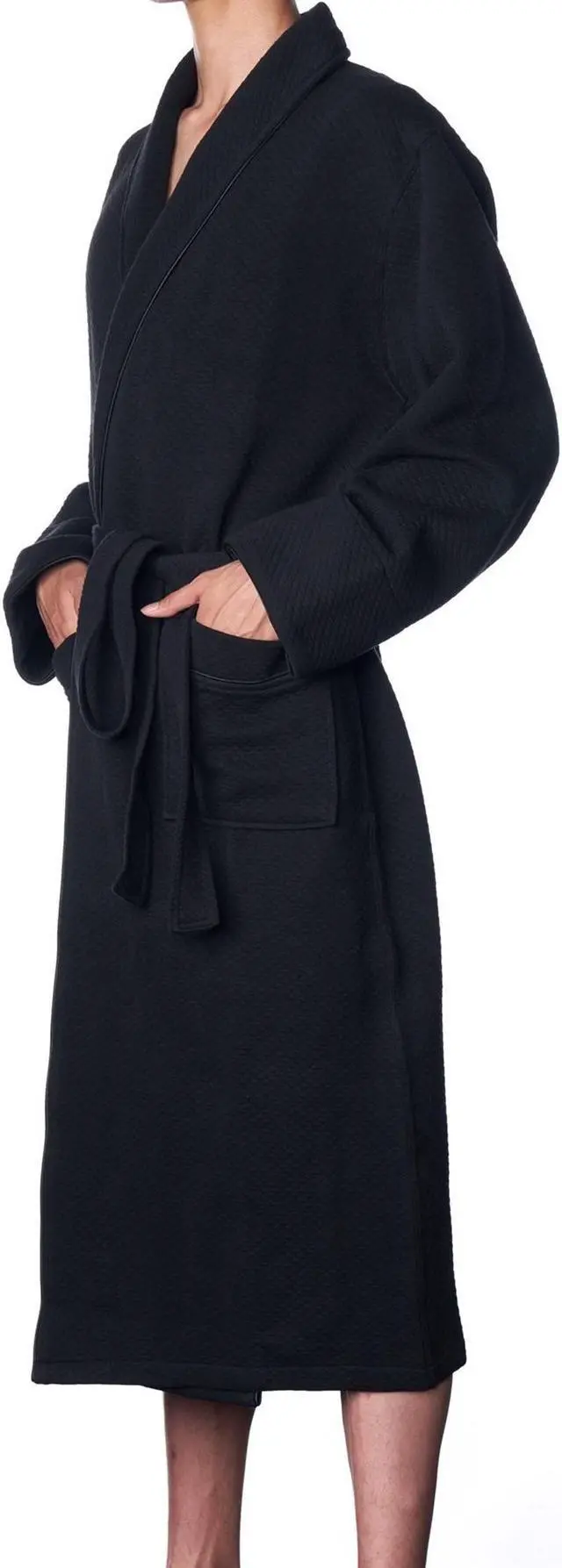 Alt view image 2 of 7 - Alpine Swiss Mens Cotton Blend Shawl Robe Lightweight Kimono Knit Spa Bathrobe