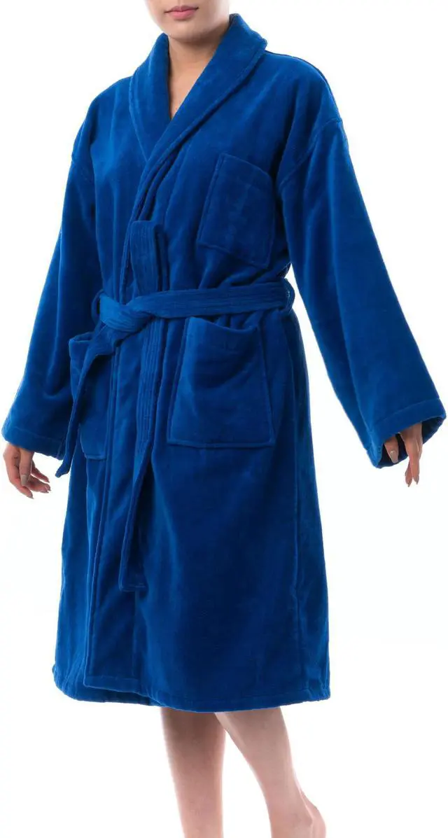 Alt view image 4 of 7 - AlpineSwiss Blair Women Cotton Terry Cloth Bathrobe Shawl Collar Velour Spa Robe