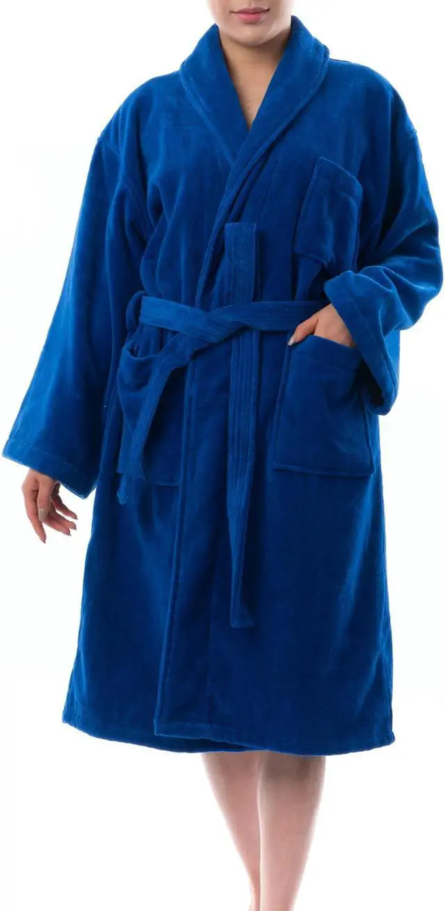 Alt view image 7 of 7 - AlpineSwiss Blair Women Cotton Terry Cloth Bathrobe Shawl Collar Velour Spa Robe
