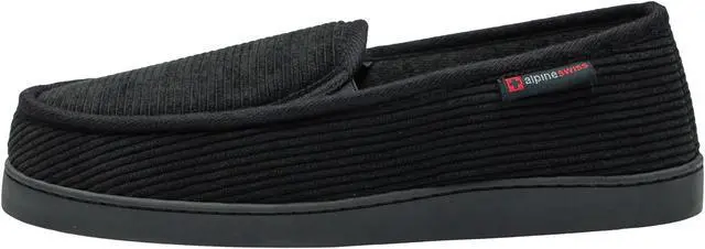 Alt view image 4 of 7 - Alpine Swiss Mens Wide Moccasin Slippers Memory Foam Slip On Indoor House Shoes