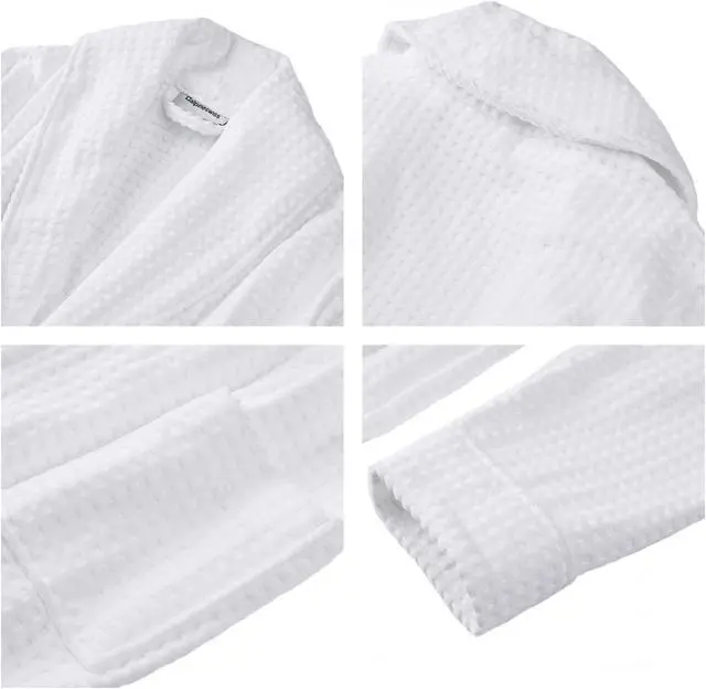 Alt view image 3 of 6 - Alpine Swiss Womens Luxury Waffle Knit Cotton Bathrobe Shawl Collar Spa Robe