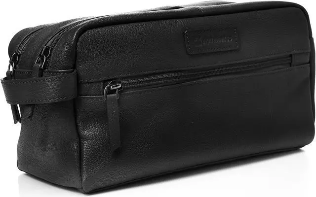 Alt view image 2 of 7 - AlpineSwiss Sedona Toiletry Bag Genuine Leather Shaving Kit Dopp Kit Travel Case