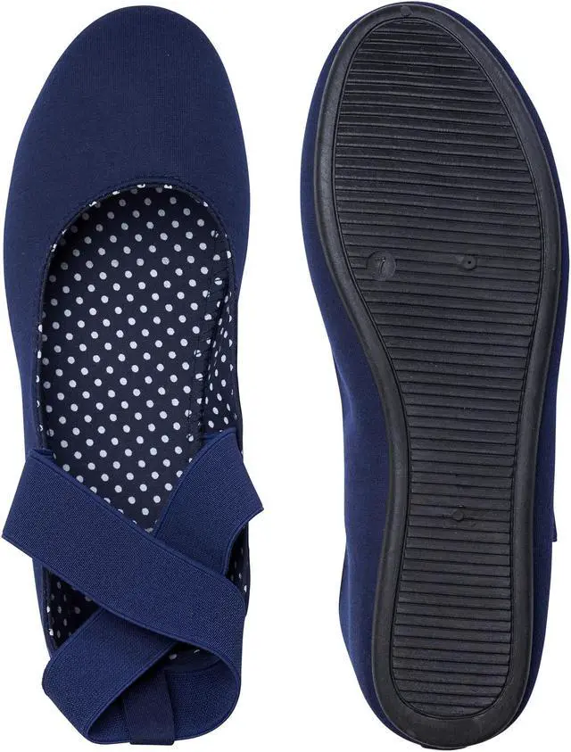 Alt view image 5 of 7 - Alpine Swiss Peony Ballet Flats Shoes For Women Elastic Ankle Strap Flats Round Closed-Toe Slip On Loafers Padded for Comfort Runs Small
